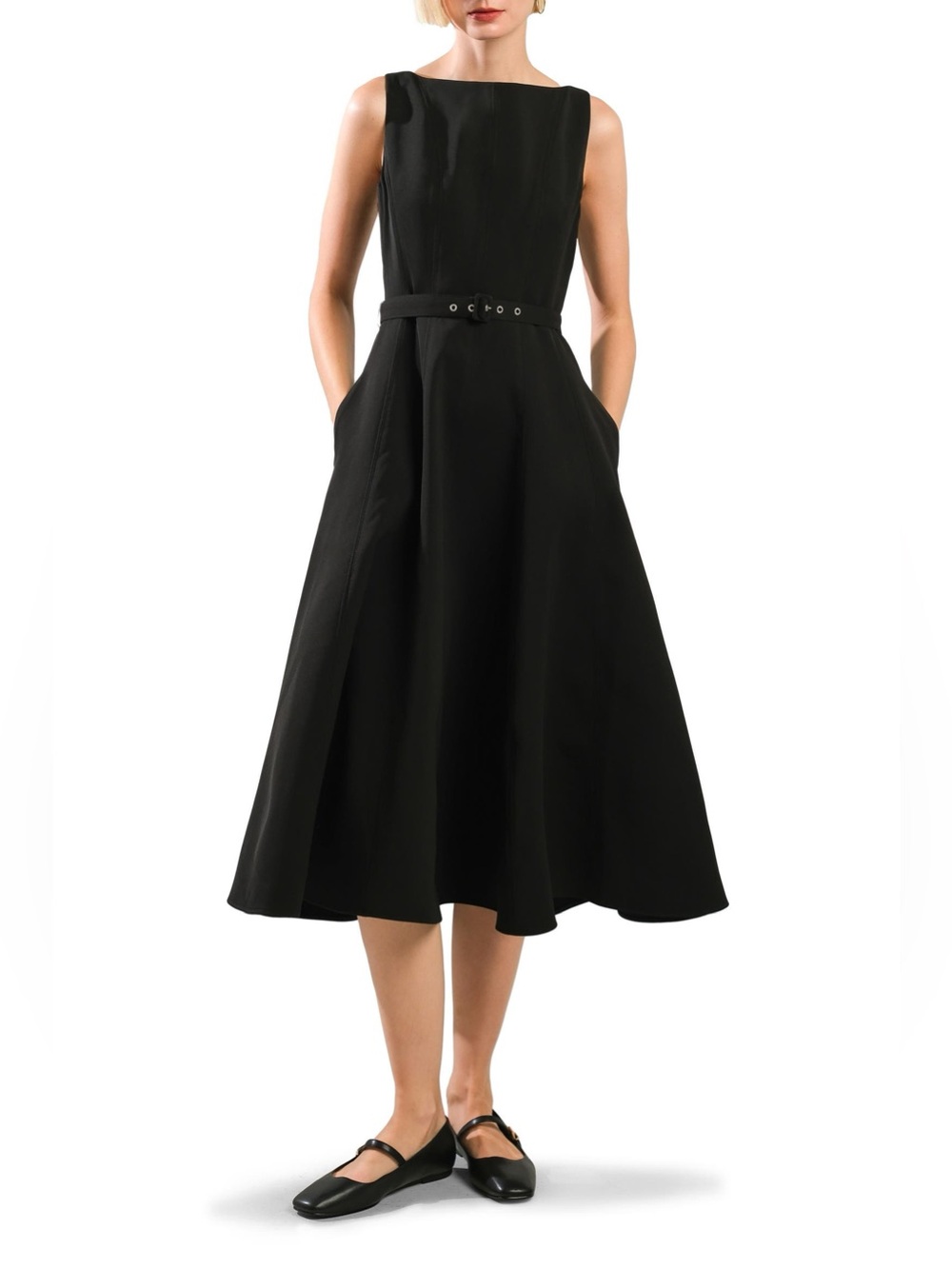Seamed Sleeveless Belted Fit & Flare Dress
FREEMARKET